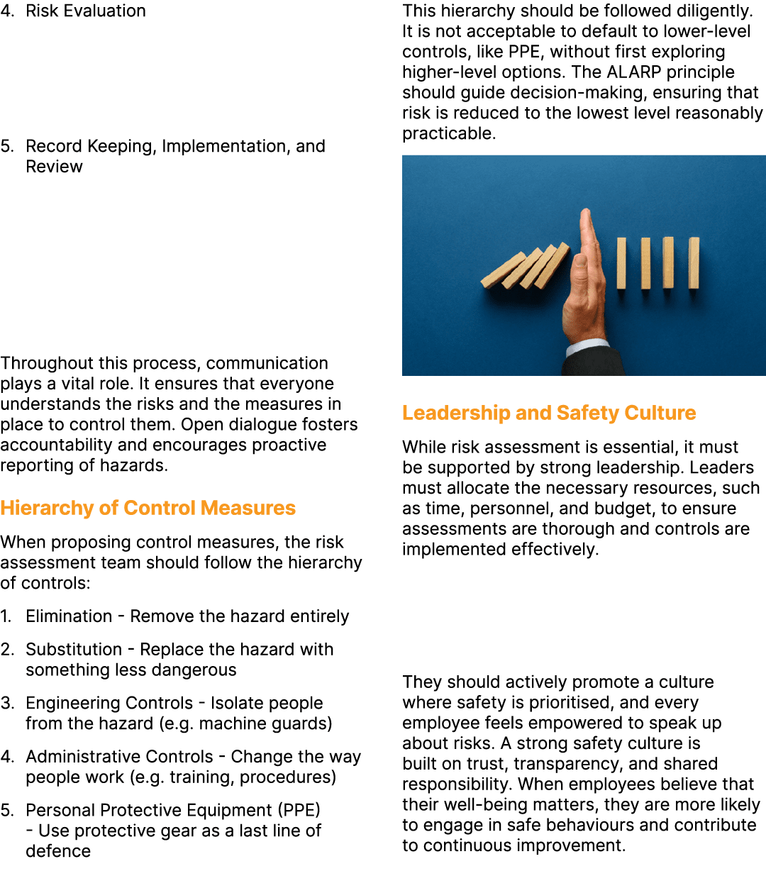 4. Risk Evaluation 5. Record Keeping, Implementation, and Review Throughout this process, communication plays a vital...