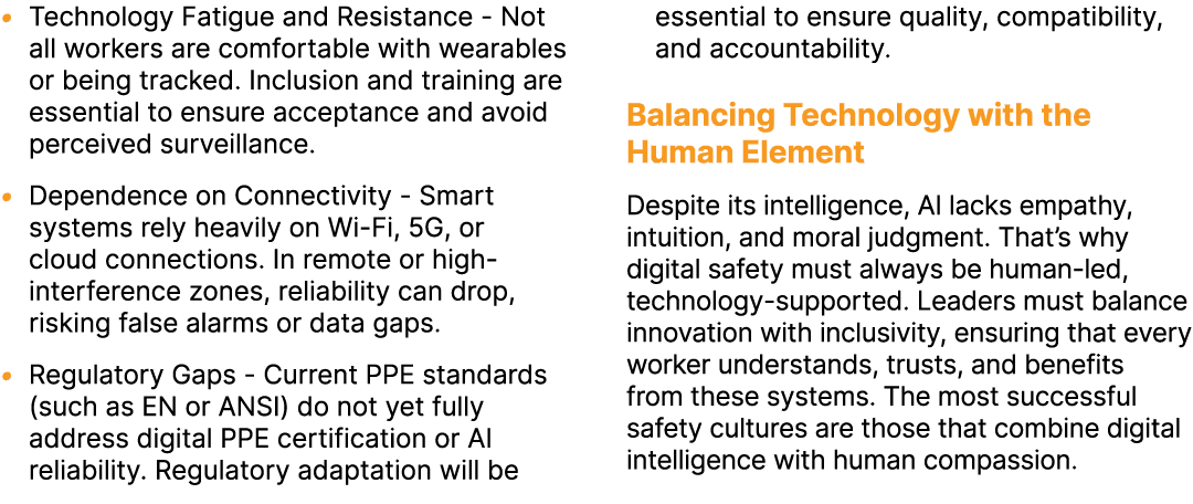 • Technology Fatigue and Resistance Not all workers are comfortable with wearables or being tracked. Inclusion and tr...