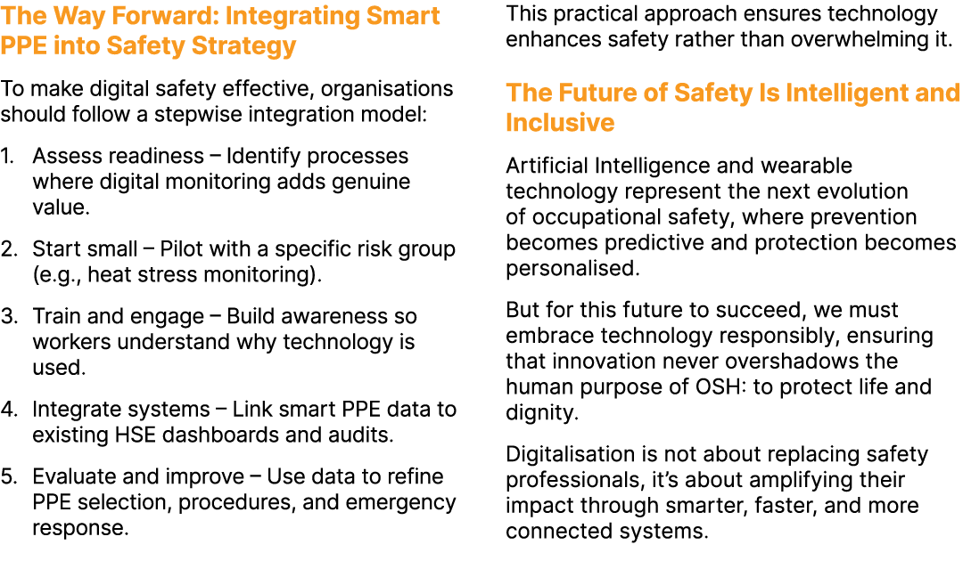 The Way Forward: Integrating Smart PPE into Safety Strategy To make digital safety effective, organisations should fo...