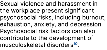 Sexual violence and harassment in the workplace present significant psychosocial risks, including burnout, exhaustion...