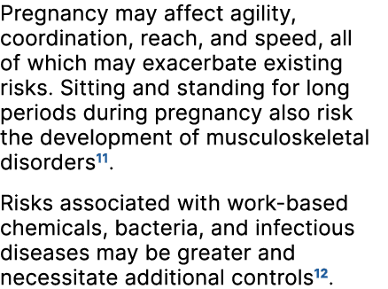 Pregnancy may affect agility, coordination, reach, and speed, all of which may exacerbate existing risks. Sitting and...
