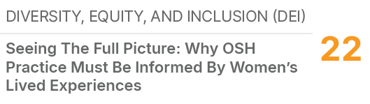 Diversity, Equity, and Inclusion (DEI),22,Seeing The Full Picture: Why OSH Practice Must Be Informed By Women’s Lived...