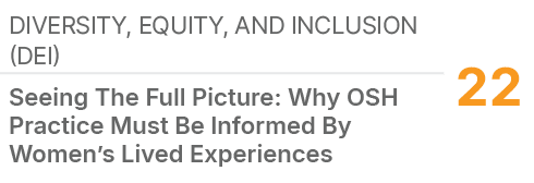 Diversity, Equity, and Inclusion (DEI),22,Seeing The Full Picture: Why OSH Practice Must Be Informed By Women’s Lived...