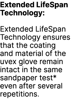 Extended LifeSpan Technology: Extended LifeSpan Technology ensures that the coating and material of the uvex glove re...