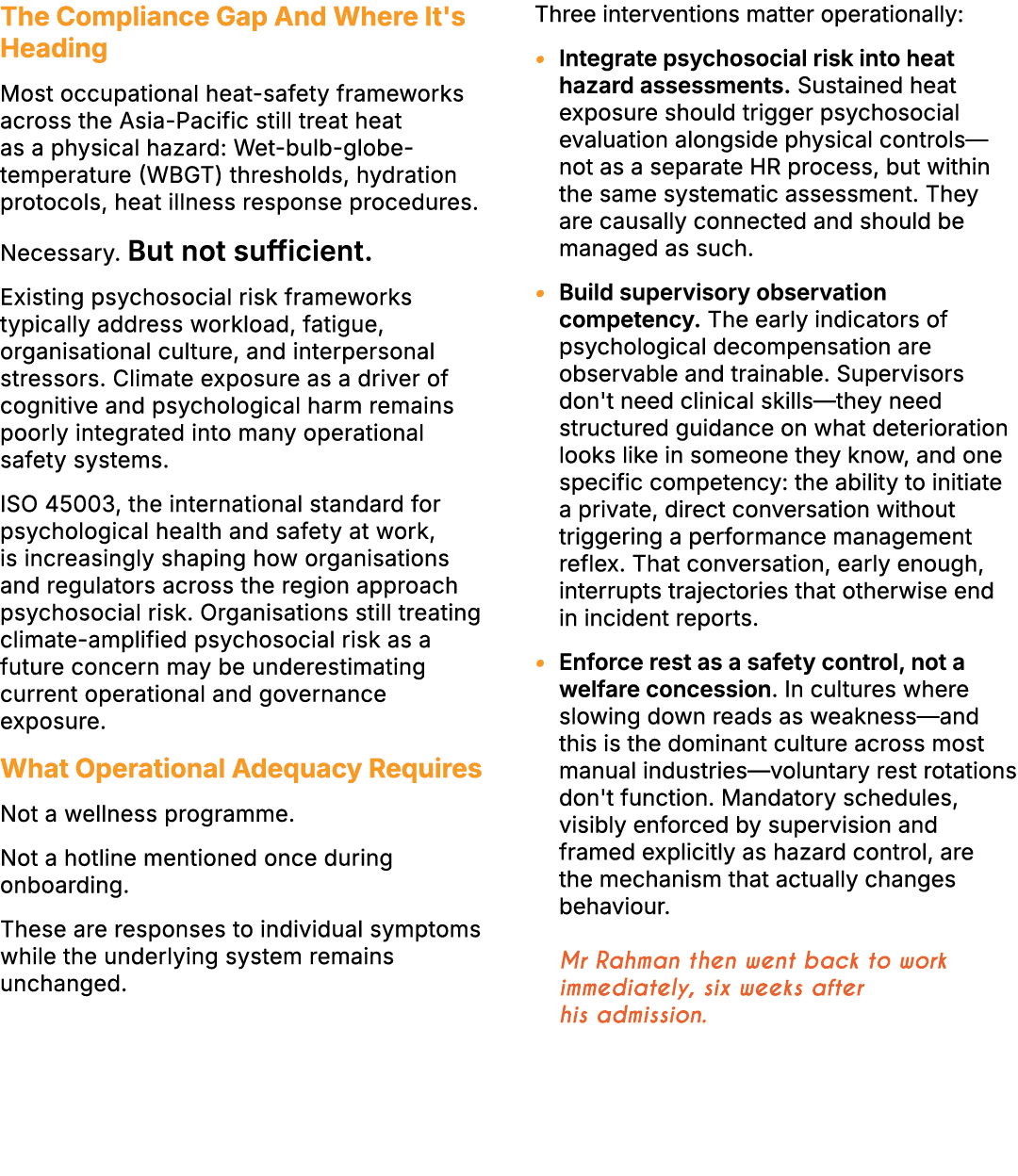 The Compliance Gap And Where It's Heading Most occupational heat safety frameworks across the Asia Pacific still trea...