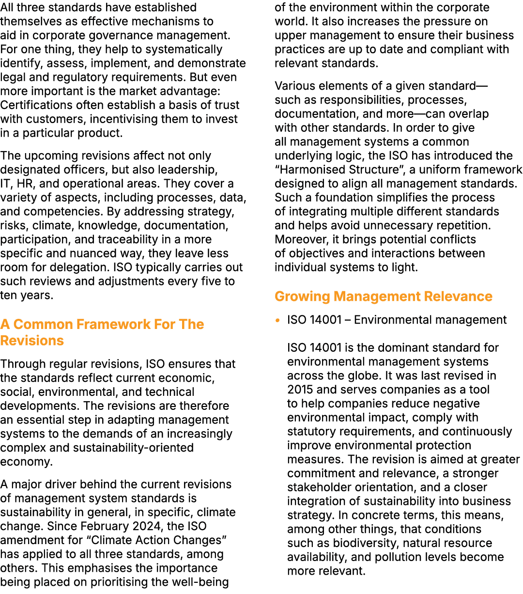 All three standards have established themselves as effective mechanisms to aid in corporate governance management. Fo...