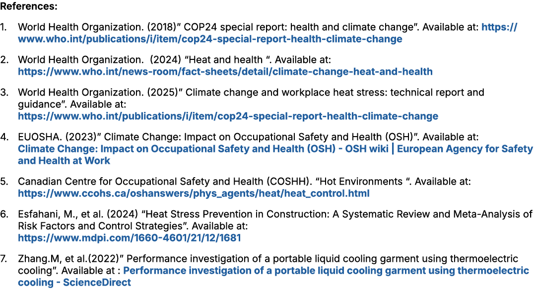References: 1. World Health Organization. (2018)” COP24 special report: health and climate change”. Available at: htt...