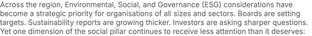 Across the region, Environmental, Social, and Governance (ESG) considerations have become a strategic priority for or...