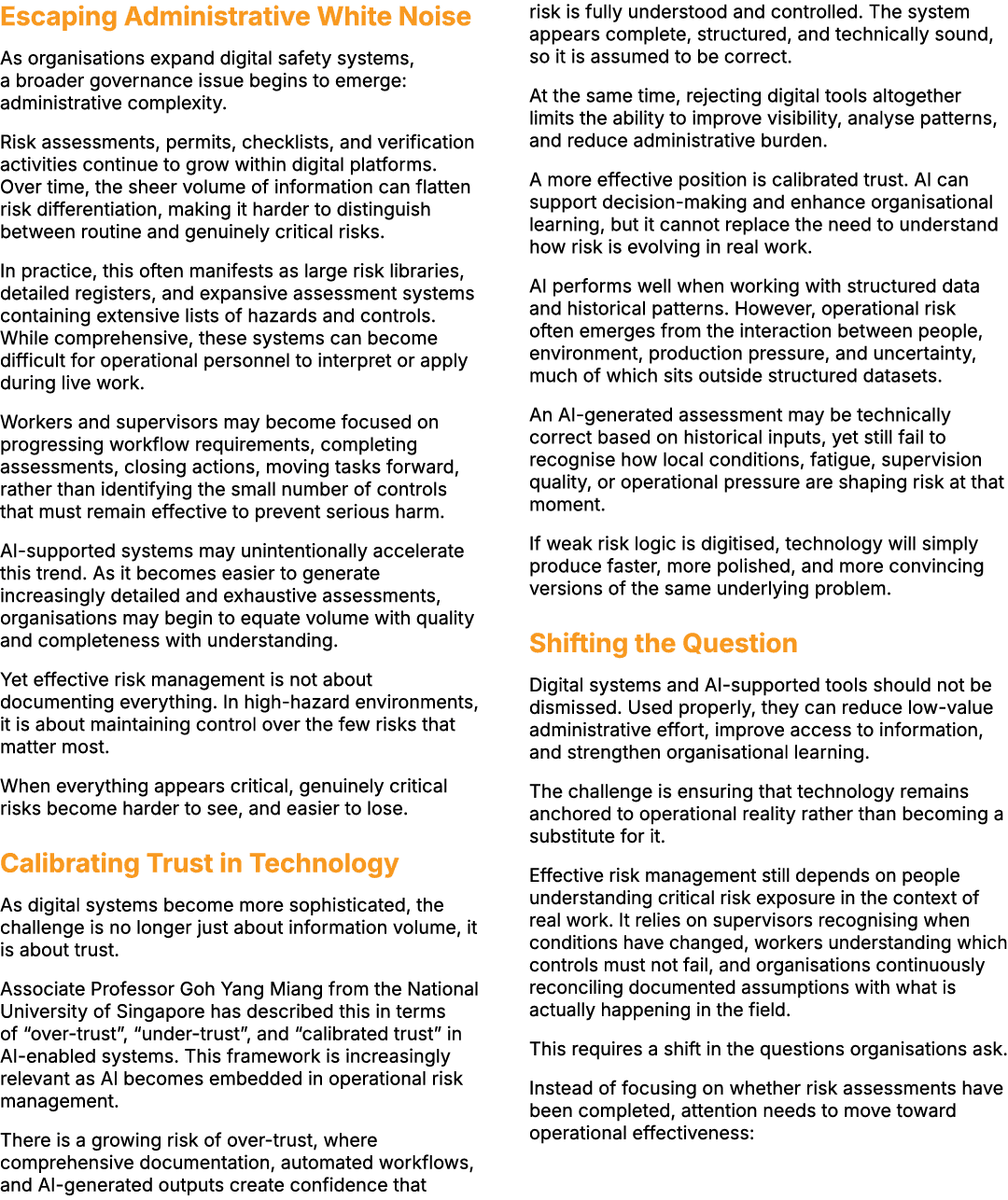 Escaping Administrative White Noise As organisations expand digital safety systems, a broader governance issue begins...