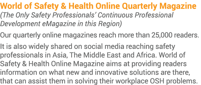 World of Safety & Health Online Quarterly Magazine (The Only Safety Professionals  Continuous Professional Developmen   